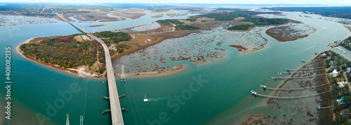 Estuarine coastline landscape from the bird view photo