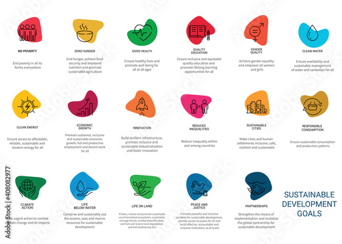 Icons Set Sustainable Development Goals. Vector illustration