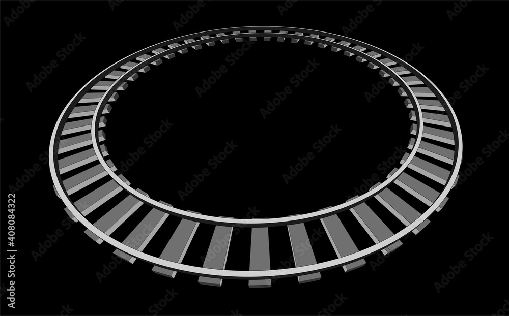 The railway isomteric. 3d vector illustration on a black The railway isomteric. 3d vector illustration on a black