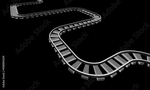 The railway isomteric. 3d vector illustration on a black