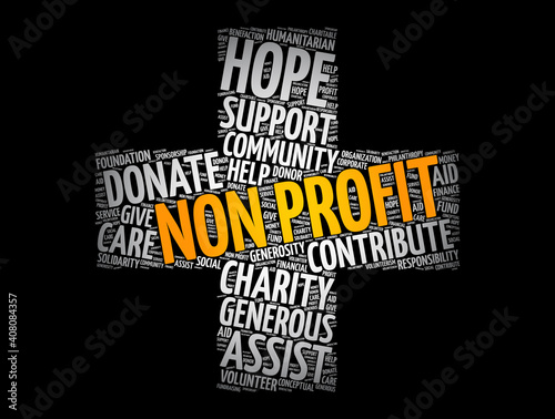 Non Profit cross word cloud, social concept background
