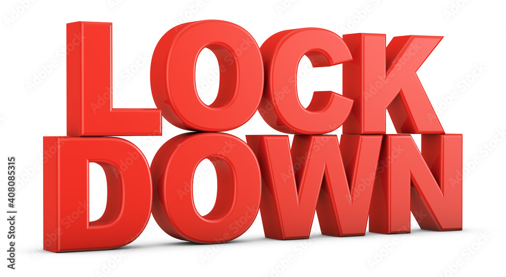 Volumetric red text LOCKDOWN Volumetric red text LOCKDOWN