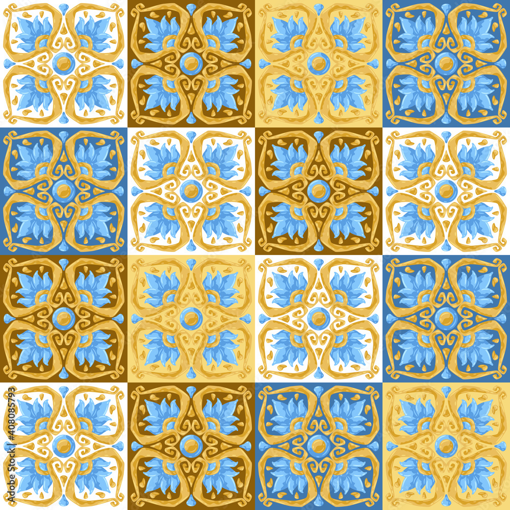 Ceramic tile pattern with flowers. Ceramic tile pattern with flowers.