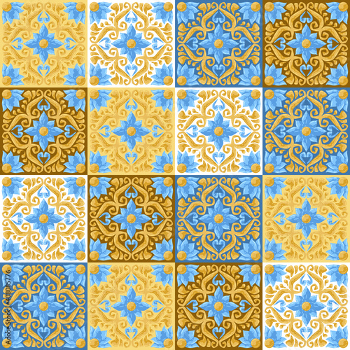 Ceramic tile pattern with flowers.