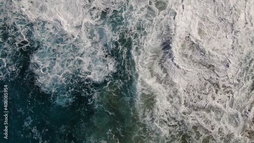 The sea hits the cliffs