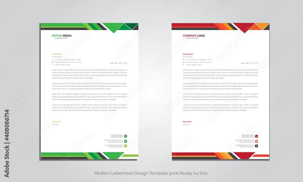 Modern colorful letterhead Design Template print ready and fully editable Template 
