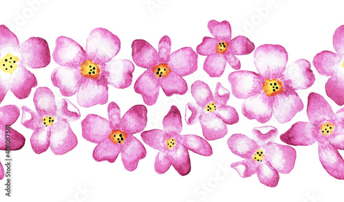Pink flowers. Watercolor. Seamless pattern (4)