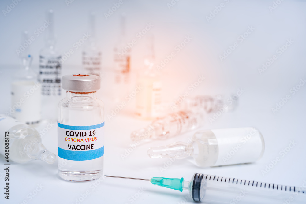 Vaccine CORONA vaccine COVID-19 with syrings on white background. Vaccine CORONA vaccine COVID-19 with syrings on white background.