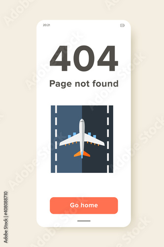 Illustration of airplane on runway. Airport, take-off, landing, top view. Airport concept. Can be used for topics like airport, travelling, transport