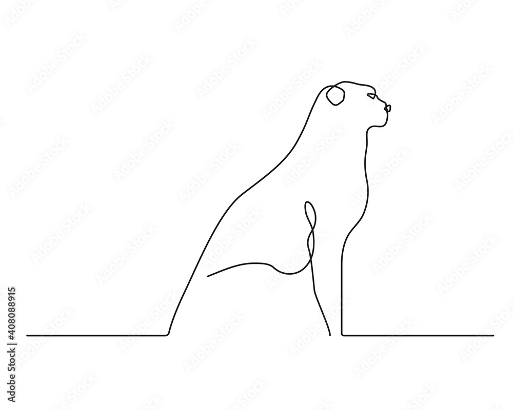 Continuous Line Drawing of Leopard. Animal Contour Drawing. Leopard ...