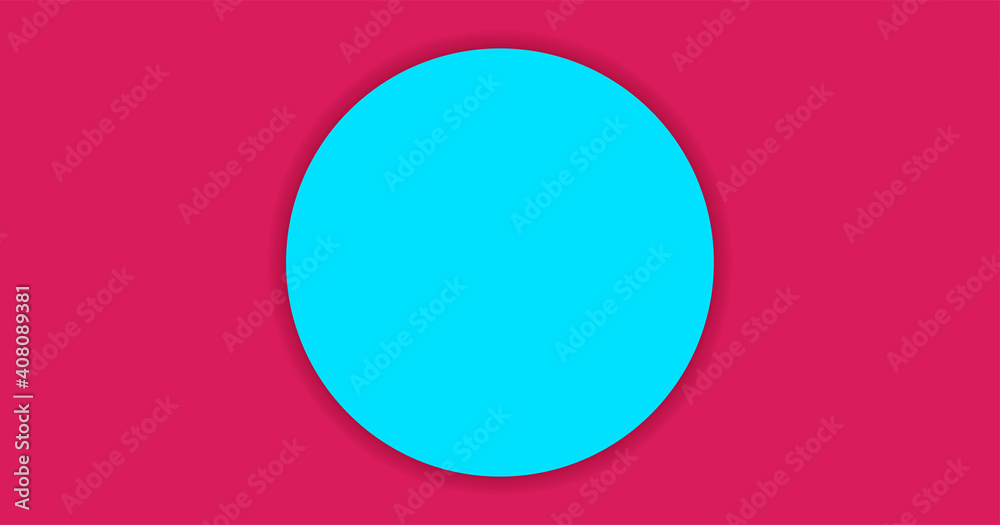 simple circle light blue on magenta pink background for banner, copy space, paper circle light blue color and crimson for background