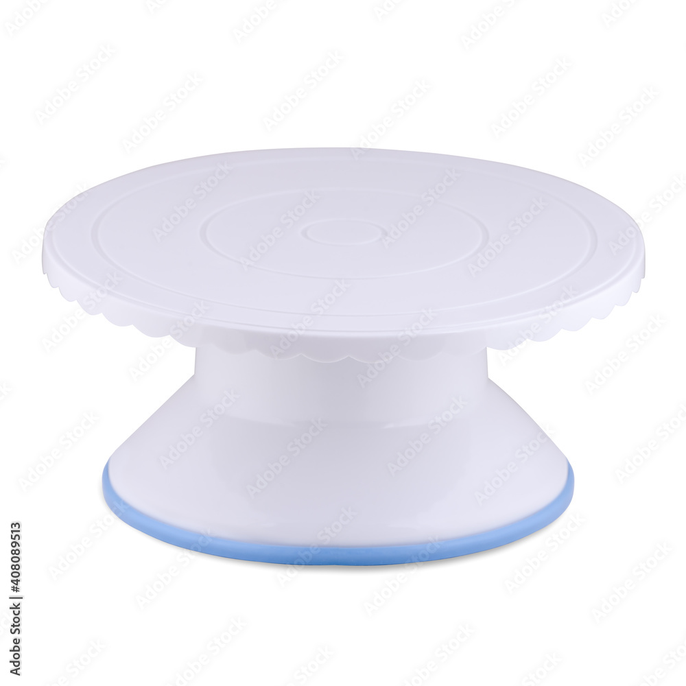 White round cake stand isolated on white background, copy space. White round cake stand isolated on white background, copy space.
