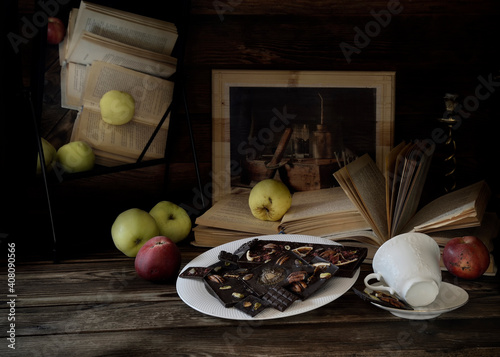 Homemade chocolate on a white plate.