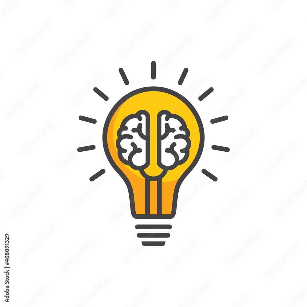 Creative brain in line icon, Creative brain in light bulb logo vector illustration, Symbol of innovation, idea, mind, thinking, solution, education Creative brain in line icon, Creative brain in light bulb logo vector illustration, Symbol of innovation, idea, mind, thinking, solution, education