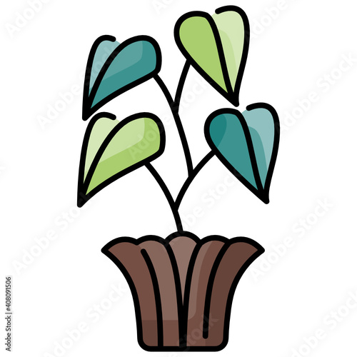 Plants design color outline stye