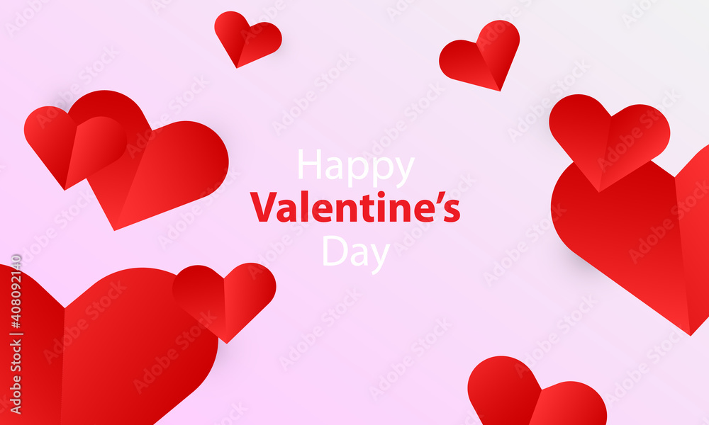 Valentine's day background with hearts. Template for greeting card, invitation, and banner. Vector illustration