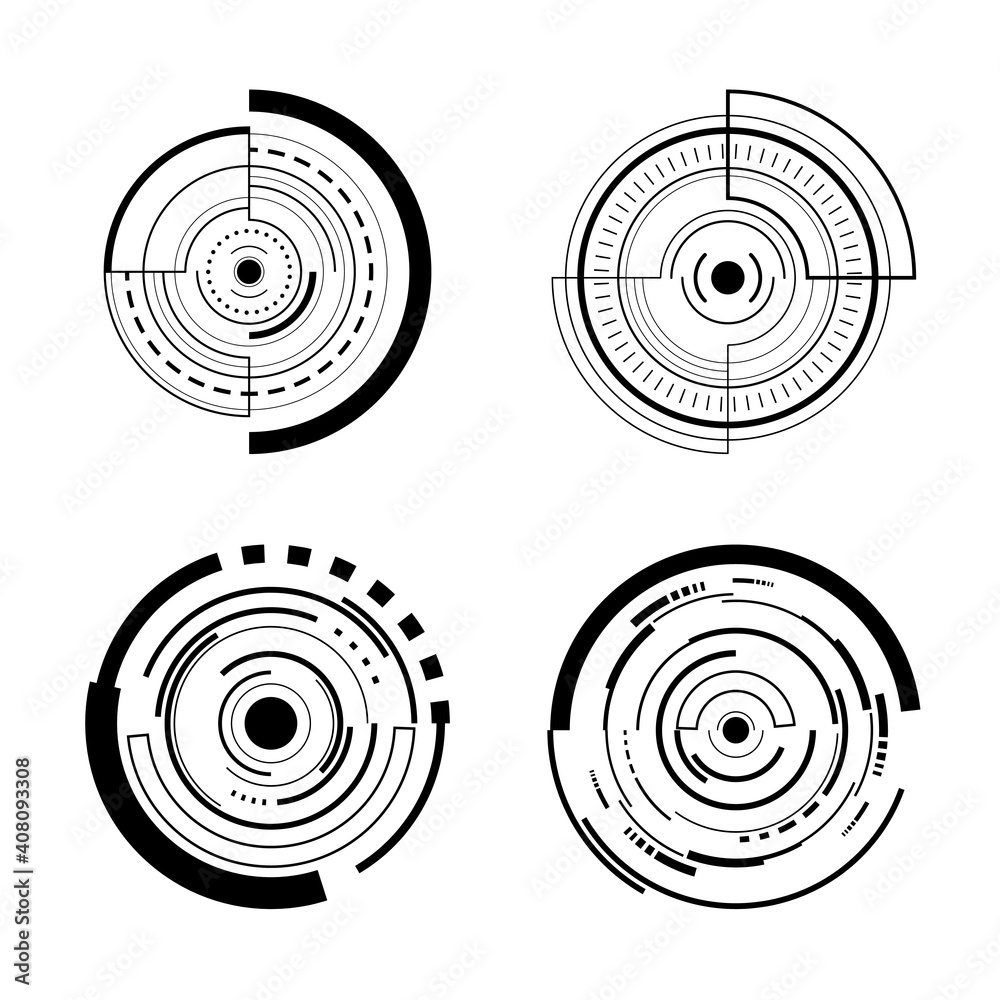 set-of-black-circle-logo-abstract-on-white-background-elements-of