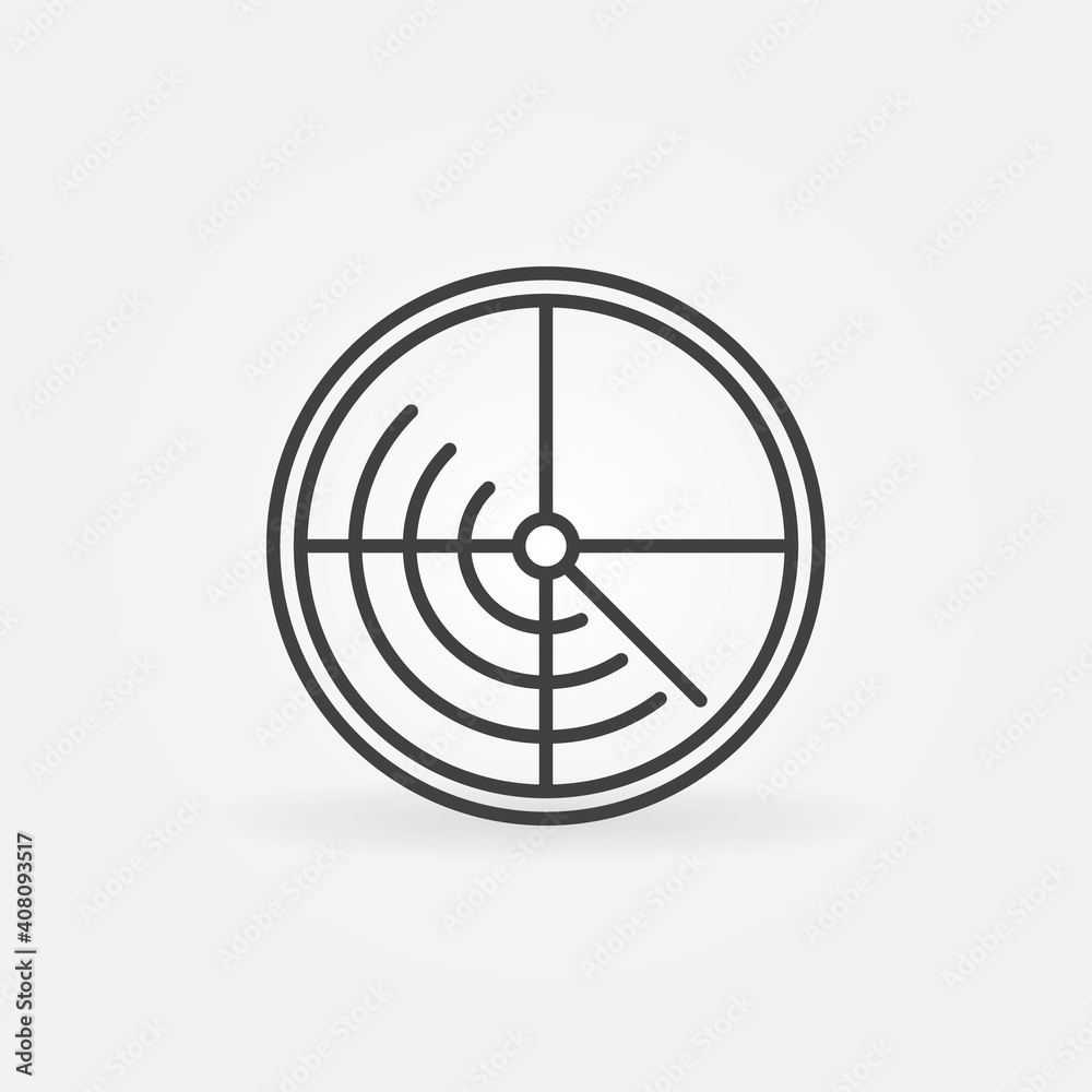 Radar line icon. Scan linear vector concept round symbol or logo element Radar line icon. Scan linear vector concept round symbol or logo element