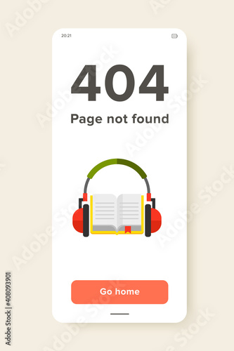 Icon of headphones and open book with bookmark. Audio guide, audio book, studying, online learning. Education concept. Can be used for topics like education, hobby or museum