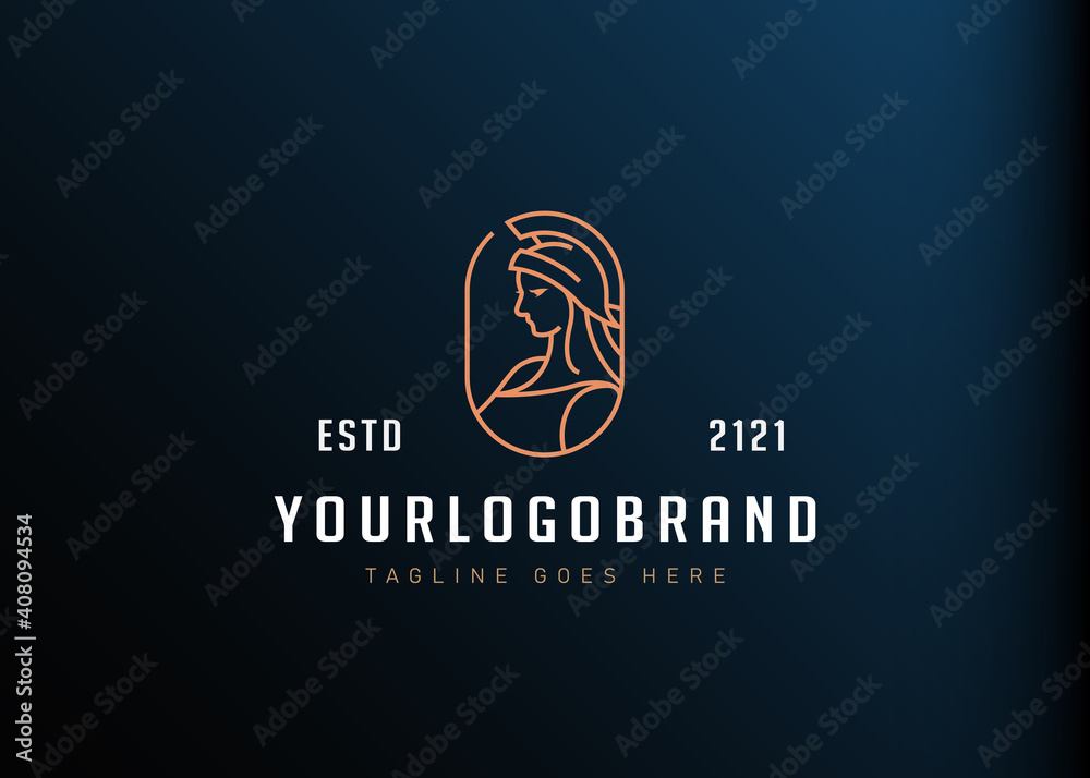 Athena logo design. Vector illustration of athena the goddess of war. Modern vintage icon design template with line art style. Athena logo design. Vector illustration of athena the goddess of war. Modern vintage icon design template with line art style.
