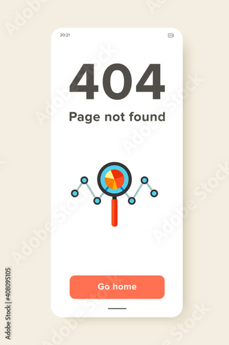 Icon of magnifying glass zooming pie chart. Statistics, chart, marketing, data analytics, business research. Can be used for topics like business, analytics, statistics and finance