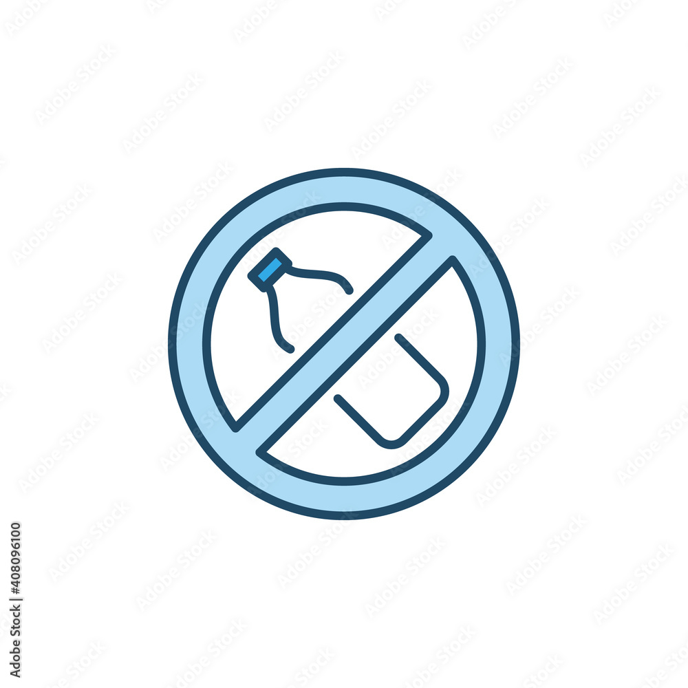 Plastic Bottles Ban vector concept blue icon or symbol Plastic Bottles Ban vector concept blue icon or symbol