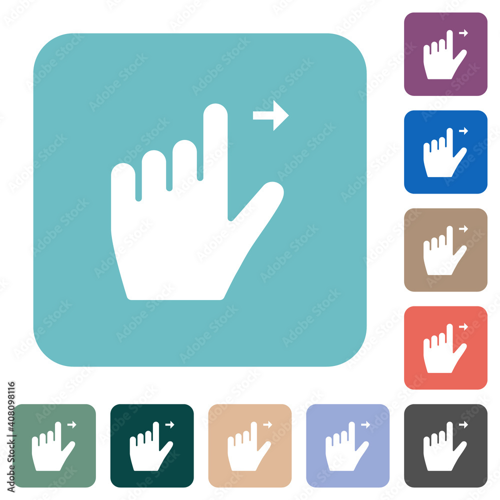 Left handed move right gesture rounded square flat icons Left handed move right gesture rounded square flat icons