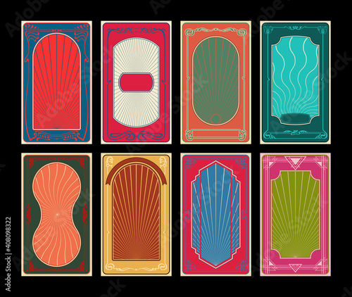 Art Nouveau and Art Deco Frames, Covers, Backgrounds, Poster Templates, Psychedelic Color Combinations, Retro Shapes
