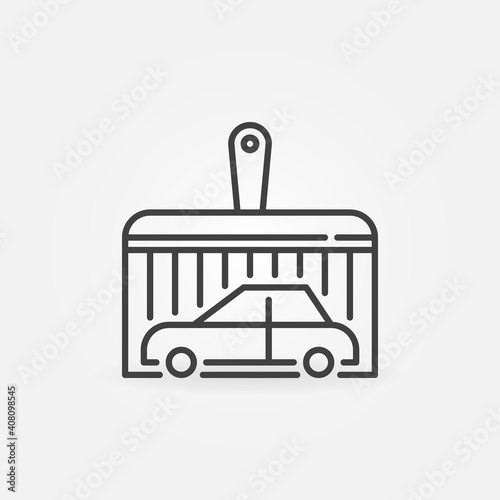 Paint Brush with Car vector line icon. Auto Body Painting concept sign in outline style