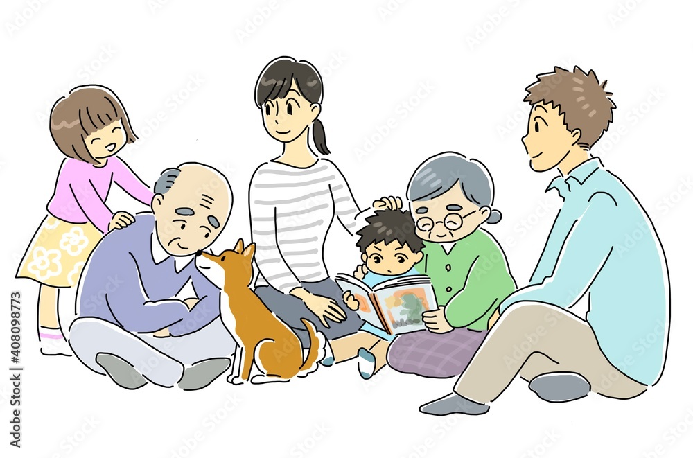 犬のいる三世代家族 犬のいる三世代家族