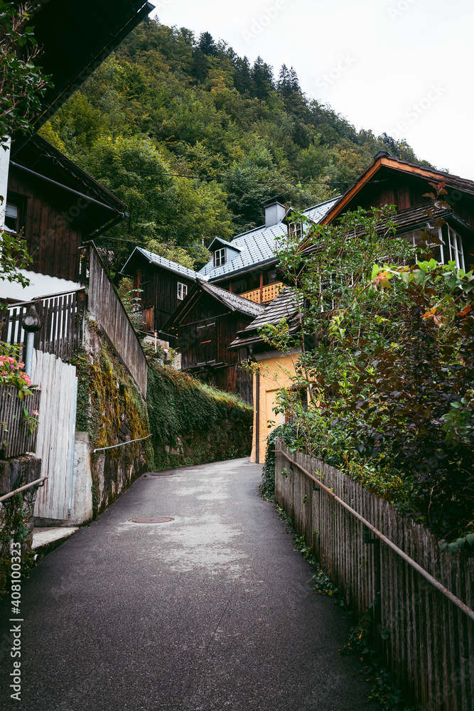 Fototapeta premium Austria Hallstatt, Classic view of Hallstat Village.