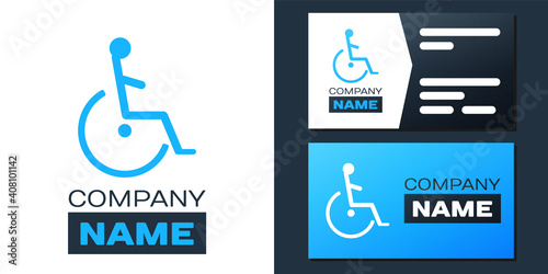Logotype Disabled handicap icon isolated on white background. Wheelchair handicap sign. Logo design template element. Vector.