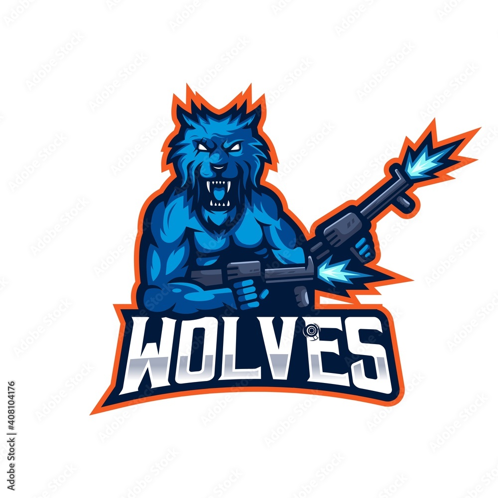 Wolves esport mascot logo design vector with transparent background