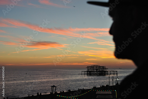 silhouette of a person at the sea