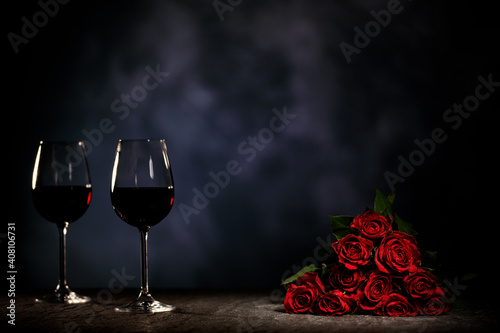 Rotwein zum Valentinstag photo