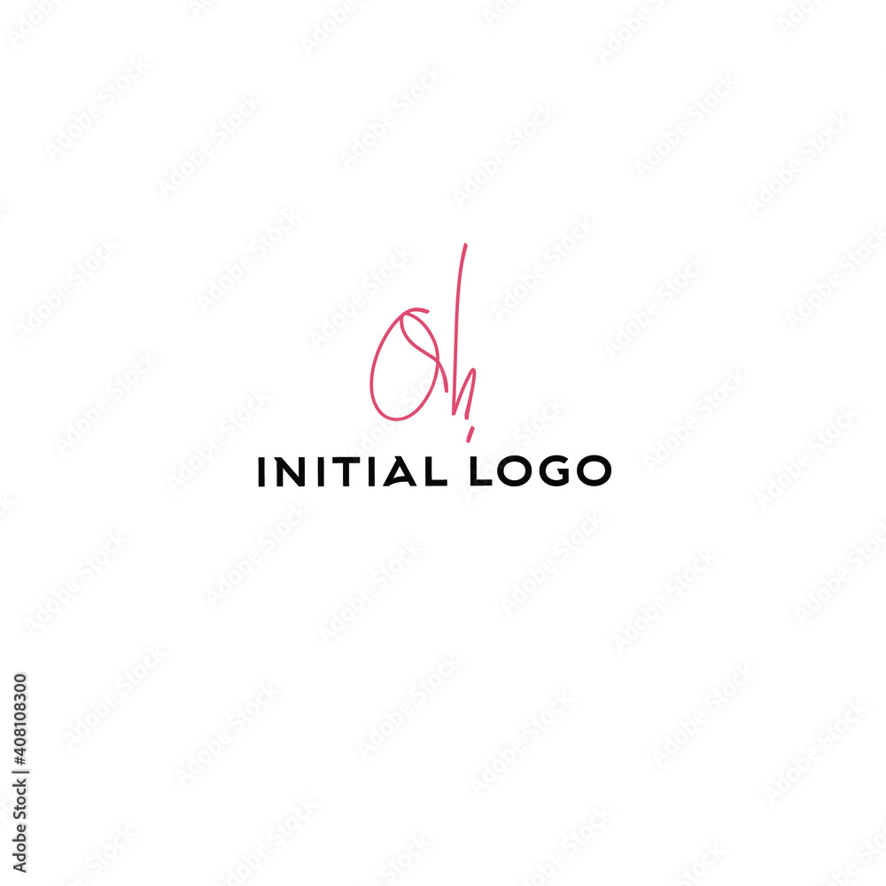 oh initial handwriting logo for identity