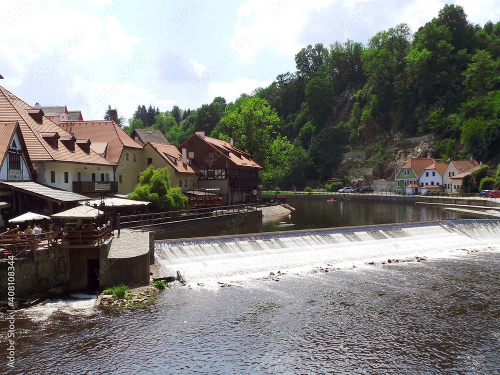 Czech Republic, Český Krumlov, old part of town with river