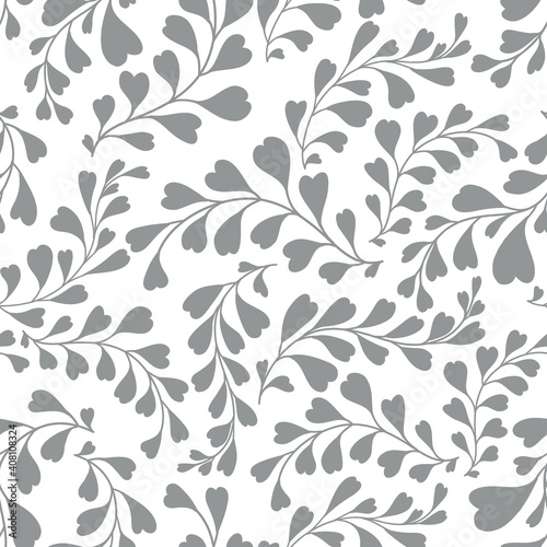 Seamless floral hearts pattern in ultimate grey