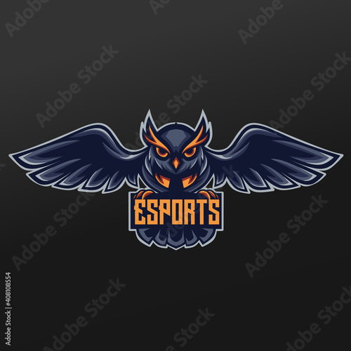 Owl Night Mascot Sport Illustration Design for Logo Esport Gaming Team Squad
