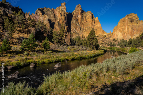 This is Smith Rock State Park in central Oregon with the Crooked River running through it.