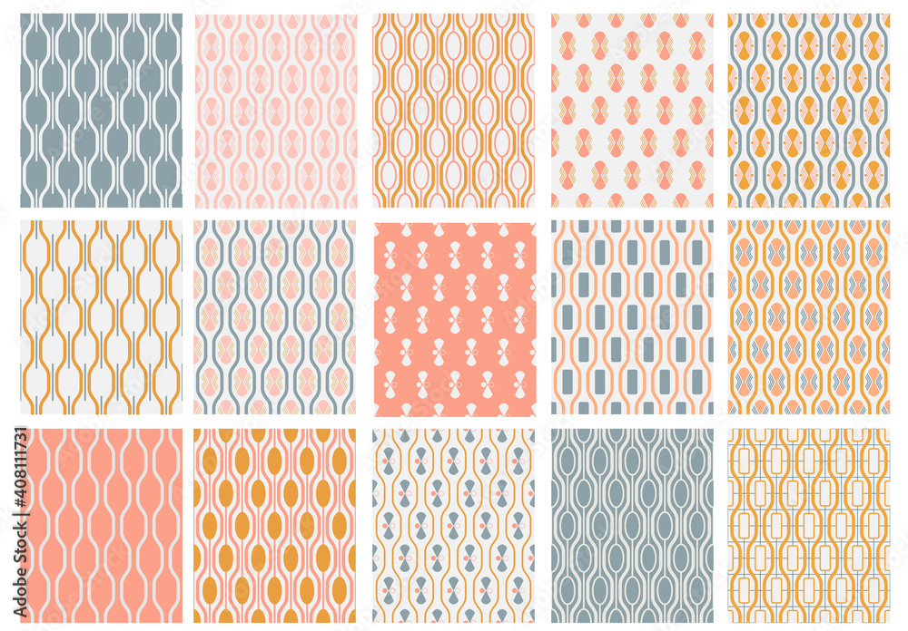 set of geometry seanless vector patterns for wallpaper, wrapping paper, fabric and backgrounds