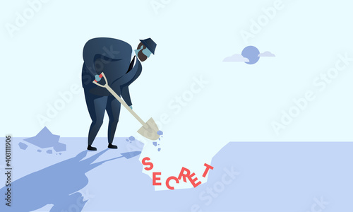 Man in suit hides secret under the ground at night