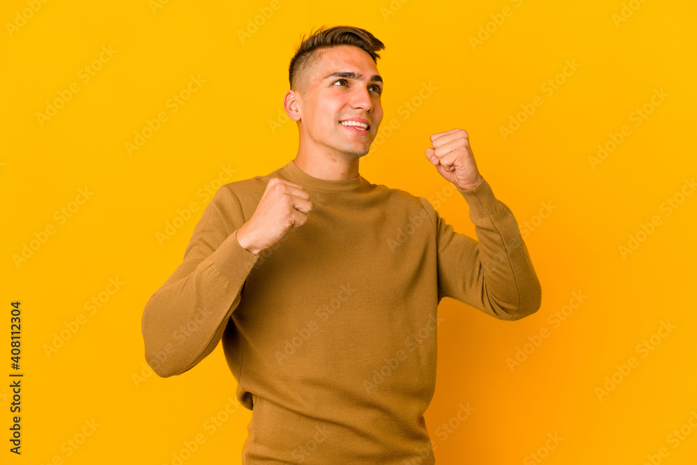 Young handsome caucasian man isolated dancing and having fun. Young handsome caucasian man isolated dancing and having fun.