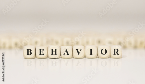 Word BEHAVIOR made with wood building blocks