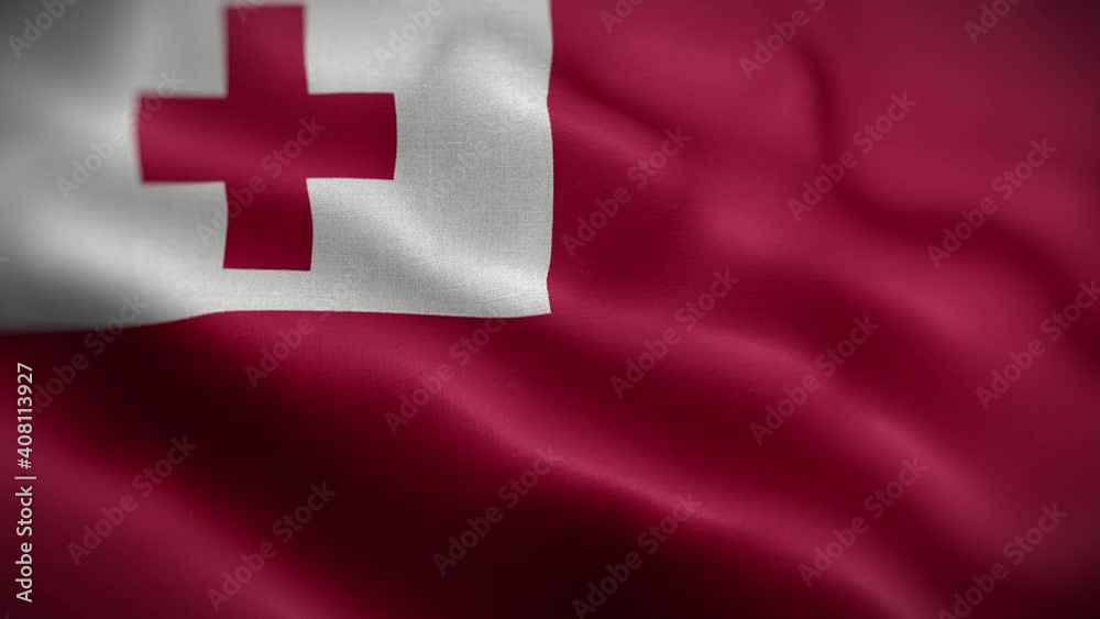 Tonga Flag Textured Waving Front Background HD