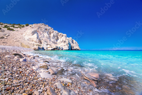 The tropical, scenic nudist beach of Lakoudi on Gavdos island, Greece.