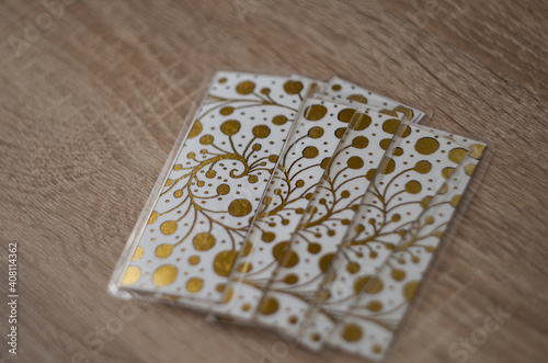 metallic bookmarks on the table