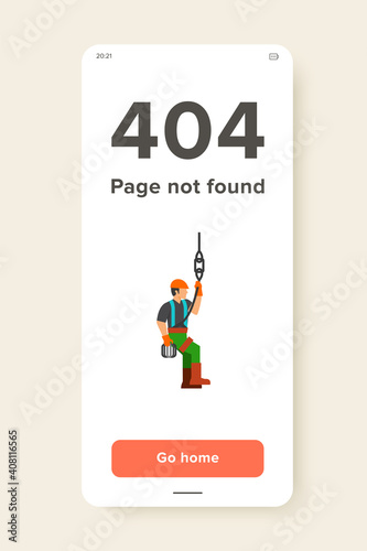 Vector icon of adjuster hanging on rope working. Erection works, electrician, steeplejack. Building equipment concept. Can be used for topics like construction, maintenance, occupation
