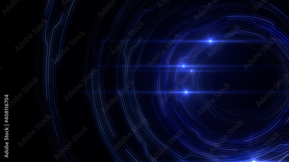 Obraz premium Digital Circuit Tunnel Network Technology internet data 3D illustration.