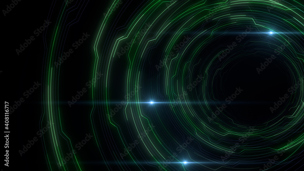 Obraz premium Digital Circuit Tunnel Network Technology internet data 3D illustration.